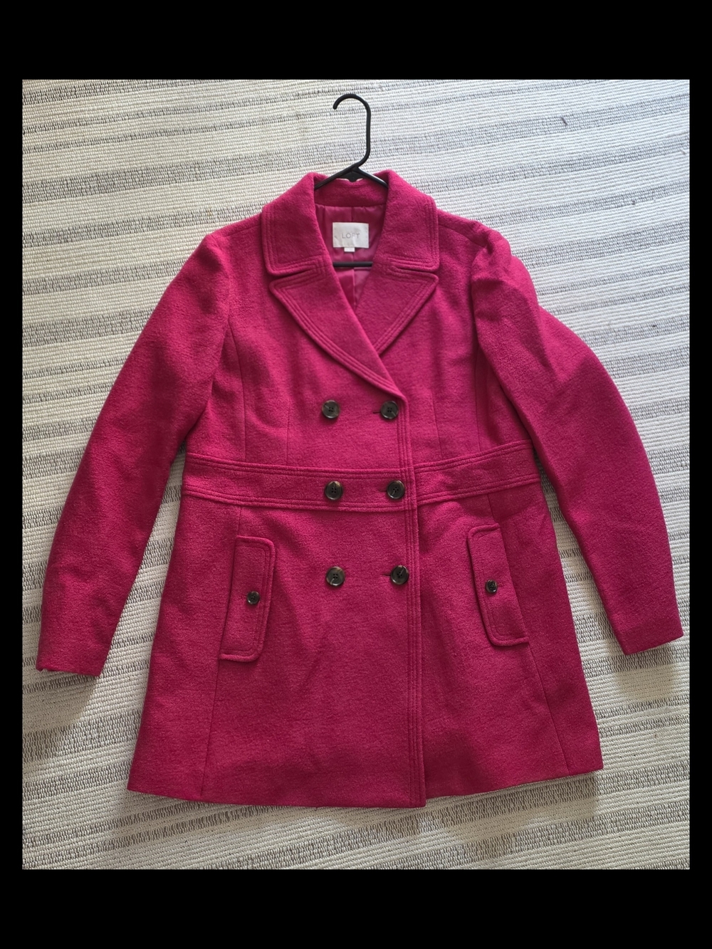 LOFT Fuchsia Double-Breasted Peacoat